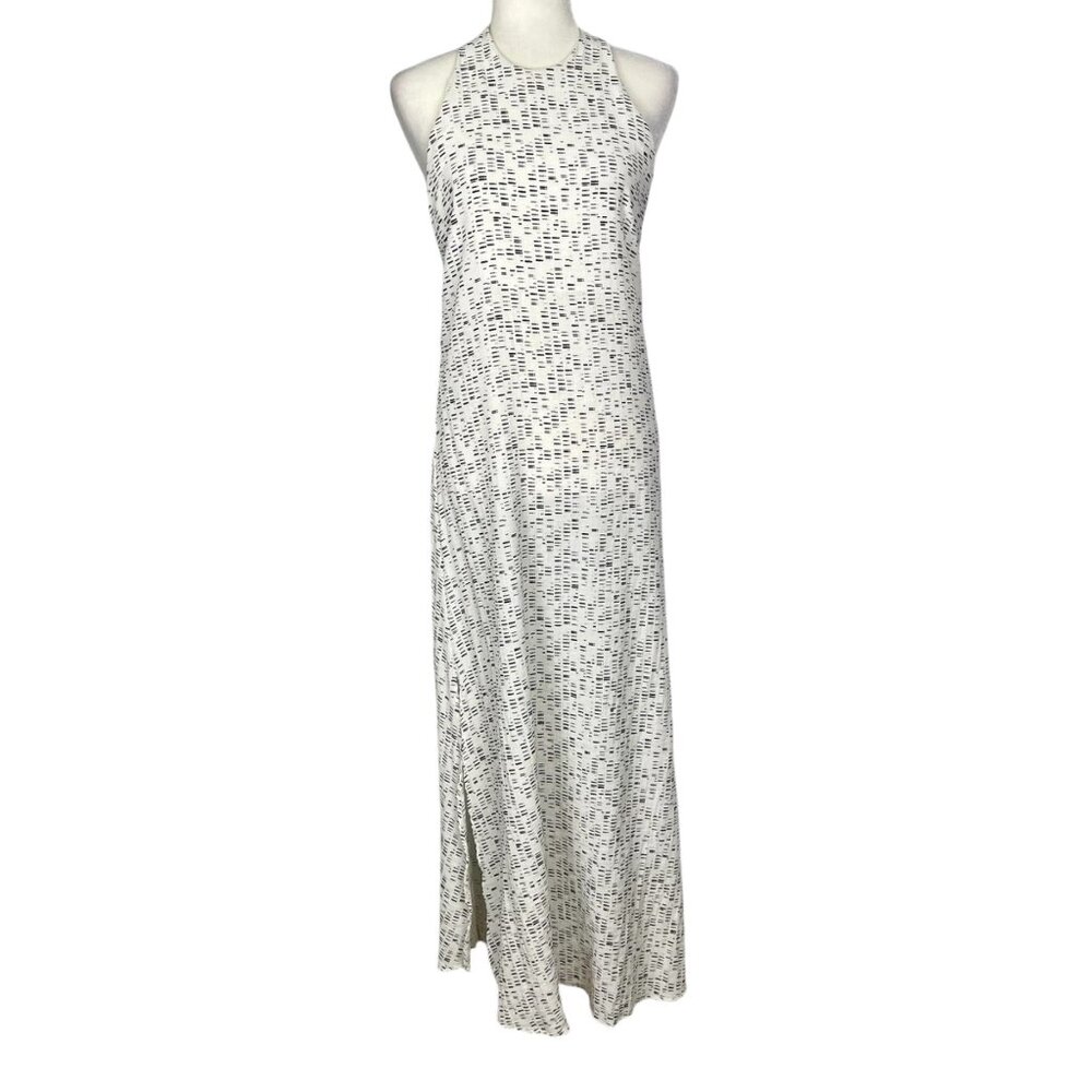 Alexis Womens Sleeveless Halter Maxi Dress White Black Abstract Print size XS